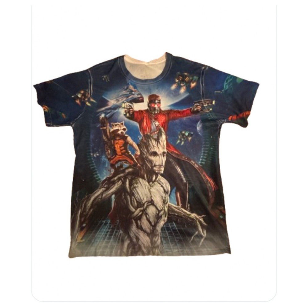 Men's XL Marvel Guardians Of The Galaxy T Shirt Full Graphic‎ Front And Back